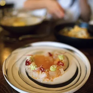 Sea Bream Crudo | leche de tigre, finger lime, blood orange avocado