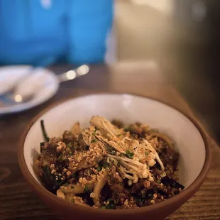 Truffle Rib-eye Steak Bulgogi | crispy quinoa, enoki mushroom