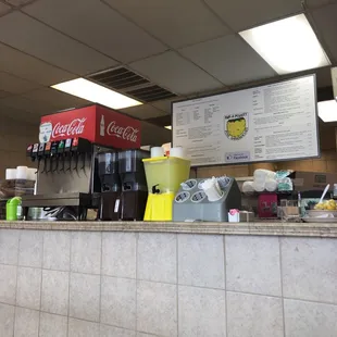 Order counter, drinks and menu