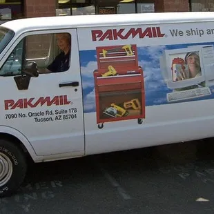 Our very own Pak Mail van ready for pickups and deliveries!