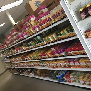 shelves of various types of snacks