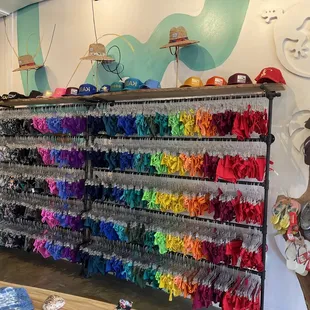 Bikini bottoms arranged by color