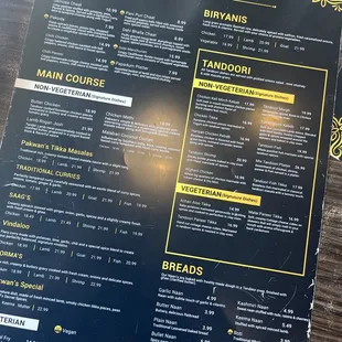 menu