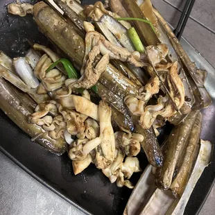 Stir fried razor clam