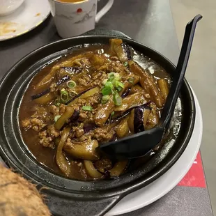 Stir-fired eggplant with fermented fish