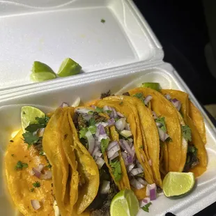 Steak tacos and shrimp tacos