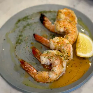 Wild Mexican shrimp with sour plum butter. We added an extra shrimp . Sour plum butter was amazing!