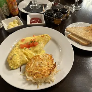 Crab Omelette with Hashbrowns &amp; Sour Dough Toast