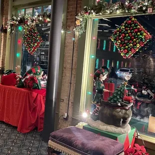 Merchandise area Christmas looking outside