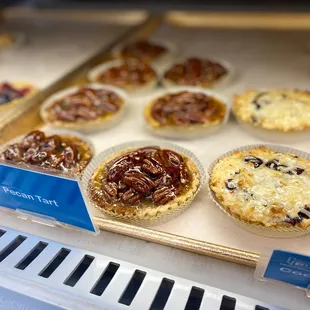 a variety of pies on display