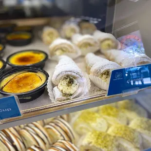 a variety of pastries on display