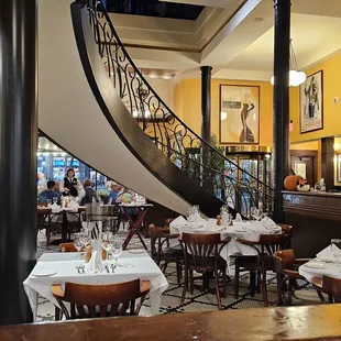 The beautiful staircase in the dining area