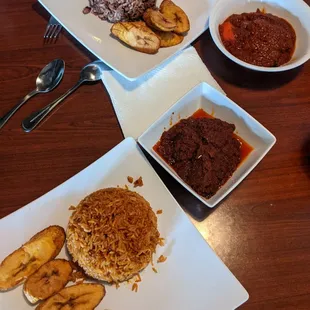 The beef and goat stews with delicious rice.