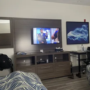 Large tv. Notice the painting