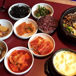 Dolsot Bibimbap, steamed egg &amp; banchan