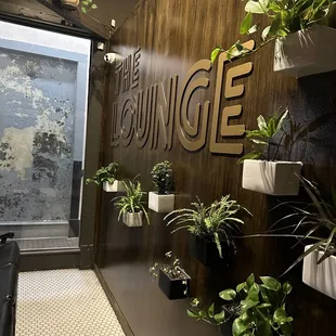 the lounge with plants on the wall