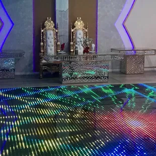 The lit up dance floor, before my event started.