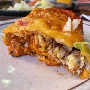 a slice of lasagna on a plate