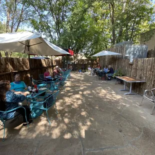 Patio seating area is shaded and lovely!