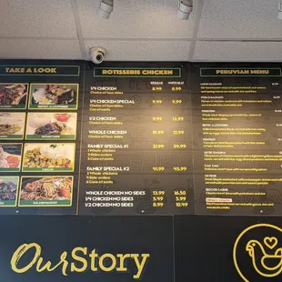 the menu of the restaurant
