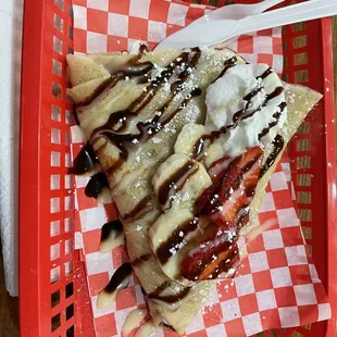 Crepes with Nutella, strawberry and banana