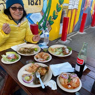a woman eating a meal