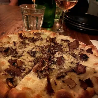 Roasted Mushroom and Buttered Leek, Fontina, Rosemary, Lemon Pizza