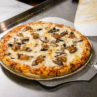 a mushroom pizza