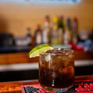 a drink on a bar