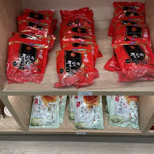 a display of chinese snacks