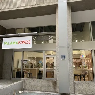 the entrance to the building