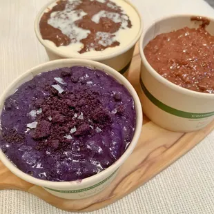 Champorado - Ube champorado, Spiced Chocolate Champorado, Lavender Chococolate Champorado