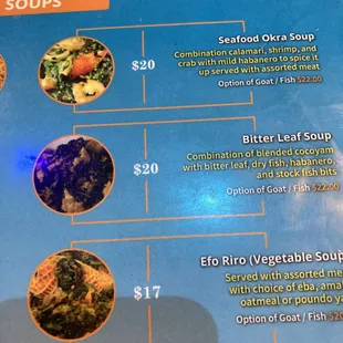 Close up of the menu