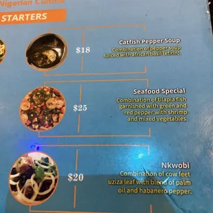 Close up of the menu