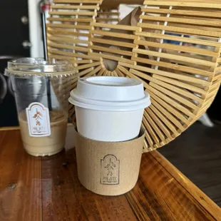 Hot tea orange flavor  and iced coffee