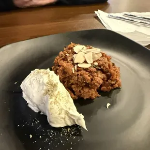 New desert not yet featured on the menu! It was fantastic, tasted almost like a carrot cake and a cheese cake at the same time.