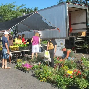 a group of people shopping
