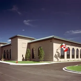 the front of the building