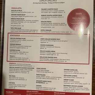 Lunch menu