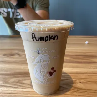 Iced pumpkin spice latte w/ oat milk