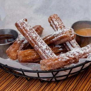 a basket of churros