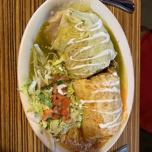 Burrito Christmas style with chicken tinga