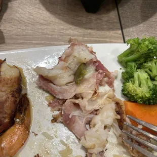 Shrimp and bacon not cooked