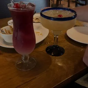 Sangria and top shelf margarita on the rocks