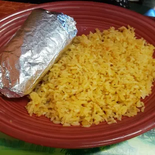 Beef soft taco, rice