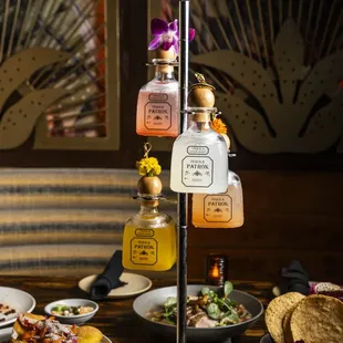 a variety of food items on a table