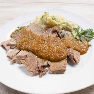 Grass Fed Beef Brisket With AIP BBQ Sauce &amp; Roasted Garlic Mash