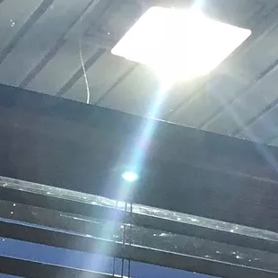 The outside light that blinded us during dinner.