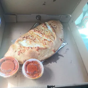 Beautiful beautiful calzone (large) to go- great date lunch