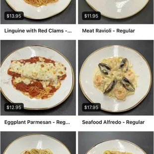 menu, pasta